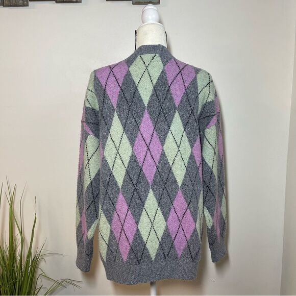 BP Argyle Pattern Oversized Cardigan Sweater Size Medium - Picture 3 of 10